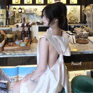 Đầm lụa nơ bản to thiết kế cao cấp