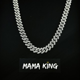(TẶNG KÈM NHẪN)Dây chuyền vòng tay hiphop cuban chain 14mm bản khóa chốt MAMA KING