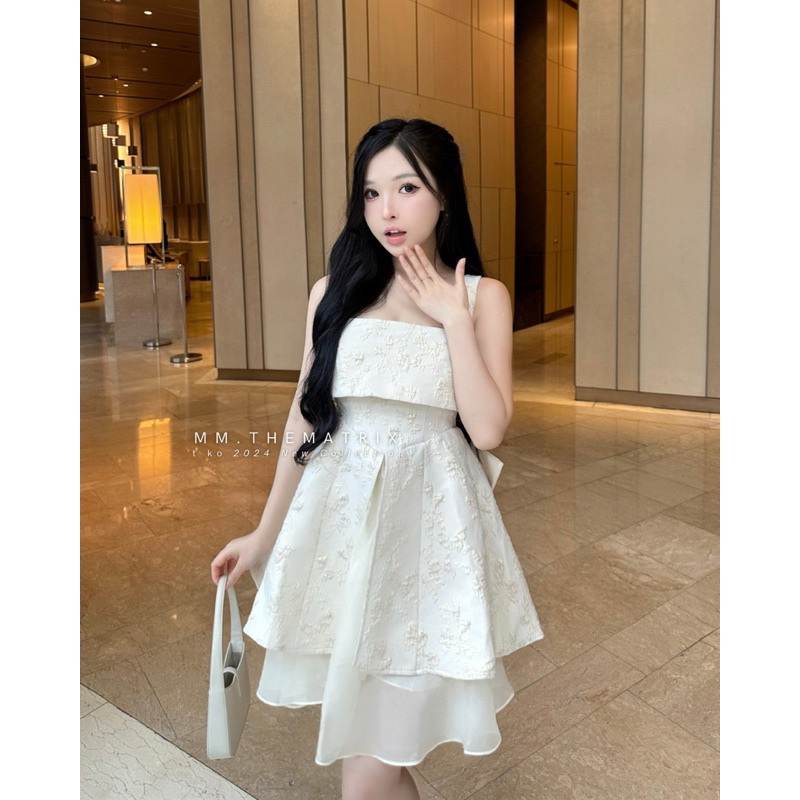 NARCIS DRESS - Váy gấm hoa đính nơ bản to by Thematrix (ảnh thật tự chụp) | BigBuy360 - bigbuy360.vn