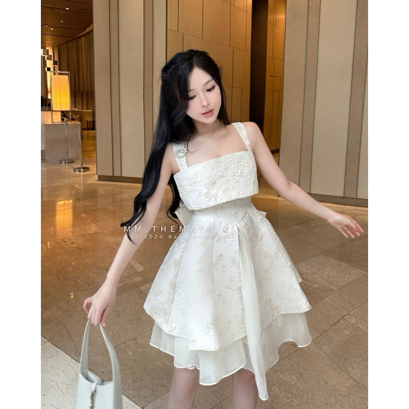 NARCIS DRESS - Váy gấm hoa đính nơ bản to by Thematrix (ảnh thật tự chụp)