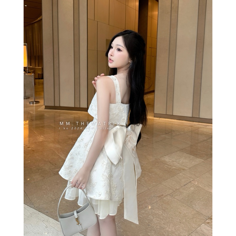 NARCIS DRESS - Váy gấm hoa đính nơ bản to by Thematrix (ảnh thật tự chụp) | BigBuy360 - bigbuy360.vn