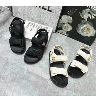 Dép quai hậu nữ miumiu quai dán thời trang, sandal nữ đế bằng đế mềm cao 3cm