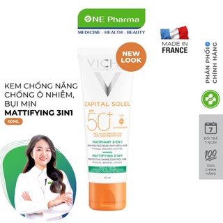 Kem chống nắng Vichy Capital Soleil Mattifying 3in1 SPF50 50ml (Xanh)