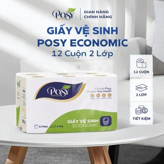 Giấy vệ sinh posy 12 cuộn 2 lớp siêu tiết kiệm te12