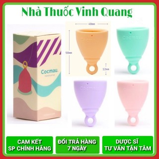 Cốc nguyệt san cải tiến Cocmau - 4 Màu Pastel - Cuống tròn dễ tháo - Thiết kế vành ẩn nhỏ gọn - 100% silicone y tế