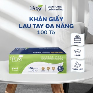 Khăn giấy lau tay posy, khăn giấy đa năng 100 tờ 2 lớp