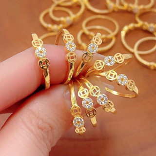 Nhẫn kim tiền bạc ta mạ vàng 24kara đem lại tài lộc - Vàng Bạc Khải Khải