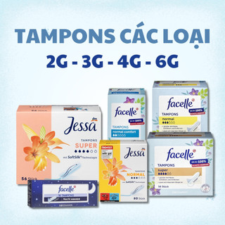 Băng Vệ Sinh Tampon Jessa / Facelle nội địa Đức đủ size Date mới nhất - Tách lẻ 1 Chiếc Che Tên