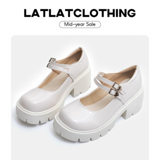 [ SẴN FULLSIZE ] Giày lolita hai quai đế cao 6cm bản màu trắng kem dành cho nữ - Giày Lolita tiểu thư - Có ảnh thật