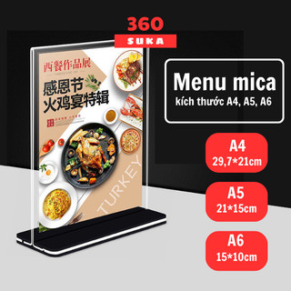 Bảng menu mica A4, A5, A6 - Bảng QR ngân hàng - Hàng đẹp bao đổi trả - Suka 360