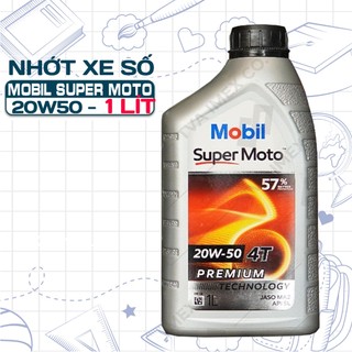 Nhớt 20W50 Mobil Super Moto 0.8L - 1L (Mẫu Mới) Nhập Sing, Indo, Nhớt Xe Số, Công Nghệ Tổng Hợp