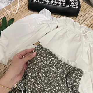 set áo trắng chân váy hoa