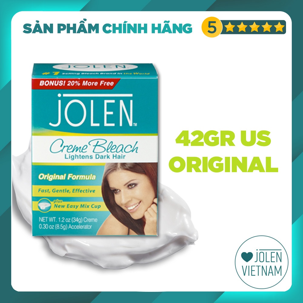 Kem Tẩy Màu Lông Jolen 42gr Original cho da thường Nhập Mỹ (Kem Làm Nhạt Màu Lông, Nhuộm Lông Mày)