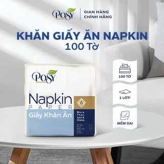 Giấy khăn ăn vuông cao cấp posy kích thước 33x33cm, 100 tờ 1 lớp nk100