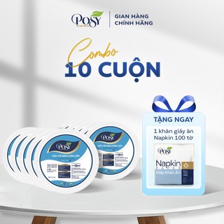 Combo 10 cuộn giấy vệ sinh cuộn lớn Posy 700g, 2 lớp, mềm mịn tiện dụng, tiết kiệm CM01