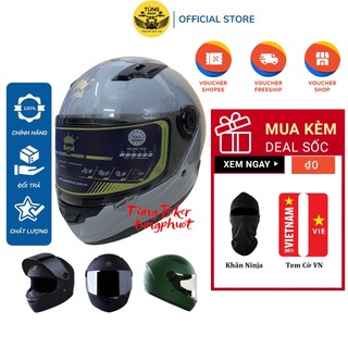 Mũ Bảo Hiểm Full face Royal M136 Mẫu Trơn - Bảo Hành 12 Tháng (TẶNG Khăn Ninja + Tem Cờ)