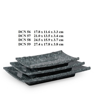 Dĩa chữ nhật nhựa Melamine vân đá đen