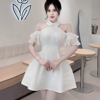Váy cổ yếm đính đá