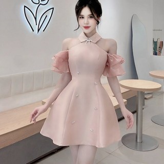 Váy cổ yếm đính đá
