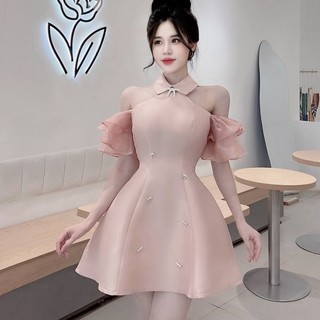 Váy cổ yếm đính đá