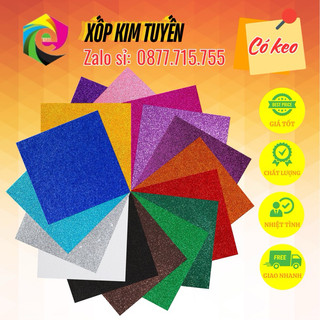 Xốp Kim Tuyến Sẵn Keo Dùng Cắt Chữ Thư Pháp Trang Trí Mầm Non Trang Trí Tết (CÓ KEO -Đủ Màu)