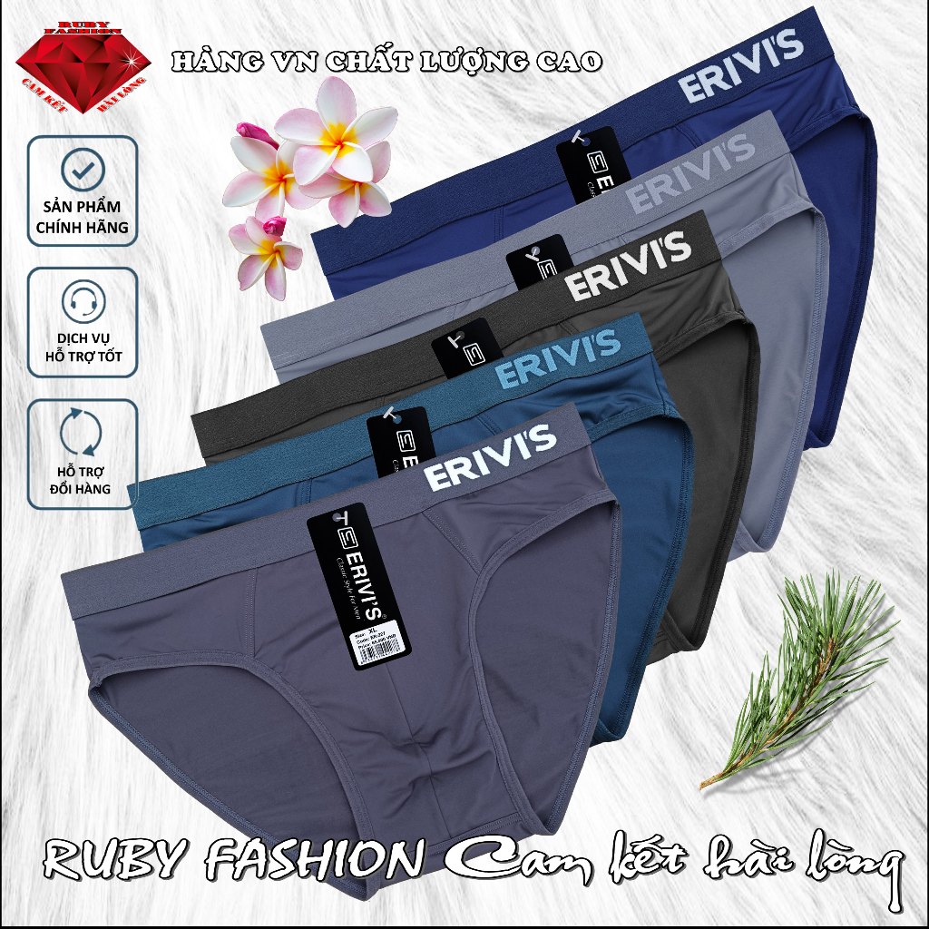 Set 5 quần lót nam Erivis Việt Nam, chất liệu thun lạnh 4 chiều. Hàng chất lượng cao