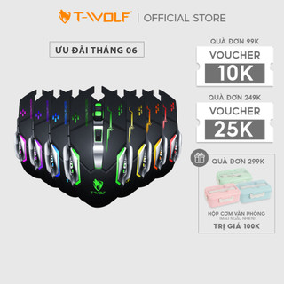 Chuột Không Dây T-Wolf Q13, Chống Ồn, LED, Pin Sạc 600MAh, 2400dpi, Gaming mouse