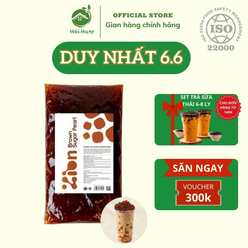Trân châu 3q dai giòn ăn liền gói 2kg nguyên liệu trà sữa tự pha Hoki House