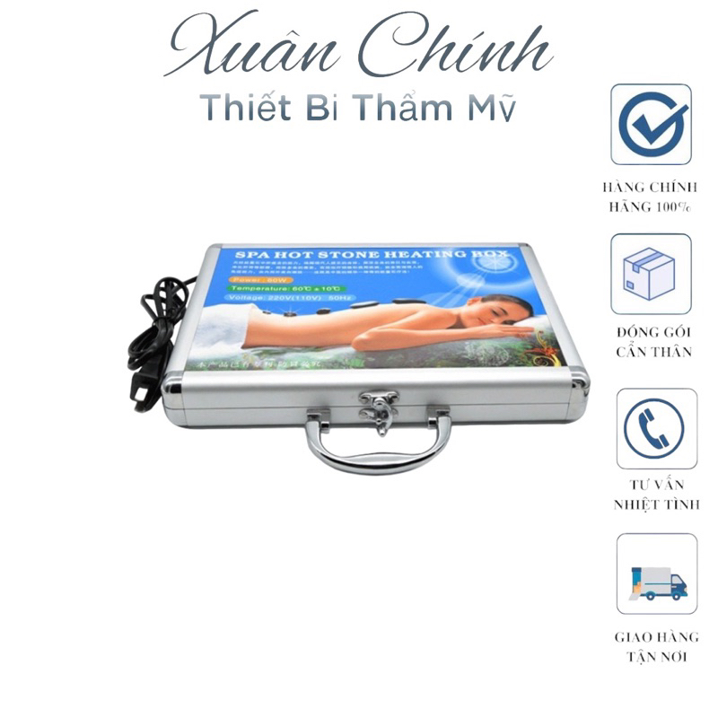 Hộp Làm Nóng Đá Massage Spa, Hộp Hấp Đá Nóng Cắm Điện Kèm Bộ 16 Viên Đá Nóng Massage Body Spa