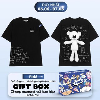 Áo thun FIDE TEDDY phông unisex form rộng local brand nam nữ cổ tròn oversize Đính gấu-AT72(TẶNG GẤU