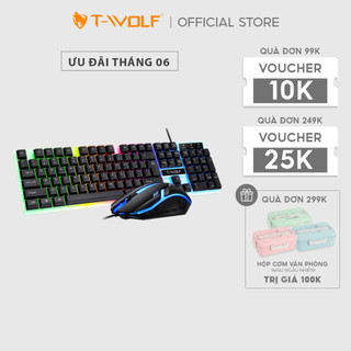 Combo Bàn Phím và Chuột T-Wolf TF230, USB, LED, 1200dpi, 104 Gaming