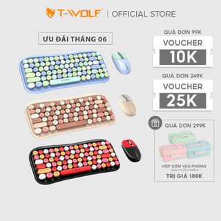Combo Bàn Phím và Chuột Không Dây T-Wolf TF660 Urban Women Nút Tròn (Bluetooth 5.0V - Wireless 2.