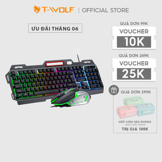  Combo Bàn Phím Chuột Gaming T-Wolf TF600, USB, 2400 dpi, 104 Gaming