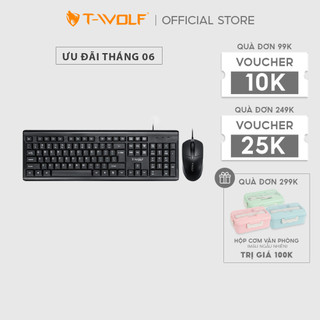 Bộ Bàn Phím Chuột T-Wolf TF500, USB, 1600dpi, 104 Office
