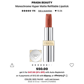 [SALE 20% - bill Sephora] Son Prada Monochrome Hyper Matte màu B05
