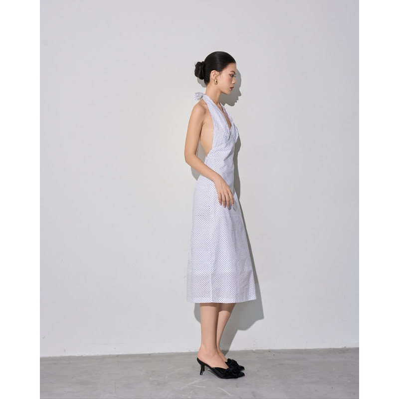 Đầm Cổ Yếm Sát Nách Hở Lưng  Quyến Rũ, Ôm Eo Tôn Dáng - Monstier Collette Midi Dress🎠🥐🧺⛲️