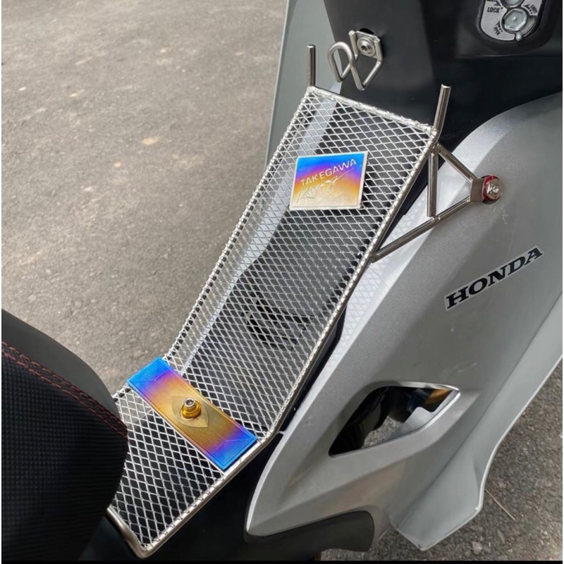 Baga lưới Xiken Inox Sáng Bóng gắn xe máy Wave 50cc-100cc-110cc, Dream