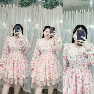 Đầm voan nút bọc 2 tầng