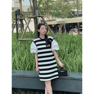 váy kẻ cotton pha tay thô