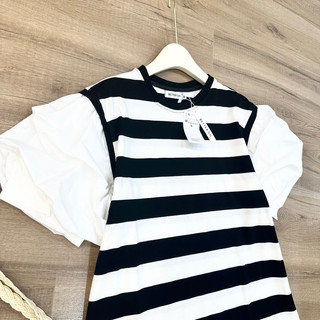 váy kẻ cotton pha tay thô