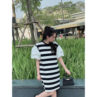 váy kẻ cotton pha tay thô