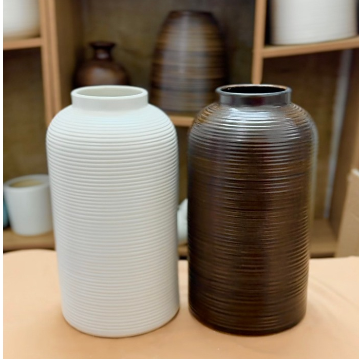 Lọ cắm hoa gốm Bát Tràng dáng lồng chim màu trắng, cao 23cm/27cm/32cm decor phòng khách