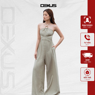   UP TO 50%  Jumpsuit nữ dài DX DEXUS áo sát nách cổ yếm quần suông thanh lịch JUM LINEN SIMPA_DXJ150008 