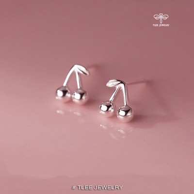 Khuyên tai bạc nữ TLEE trái cherry bé nhỏ xinh xắn TLEE JEWELRY B0463