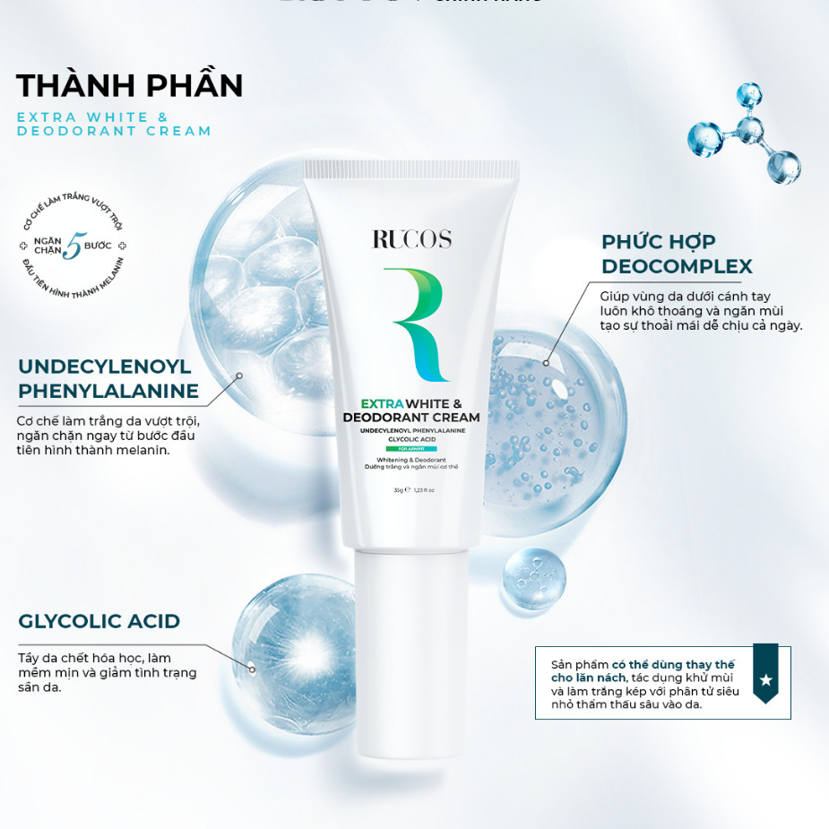 [Kem trắng nách khử mùi] Extra White & Deodorant - Rucos