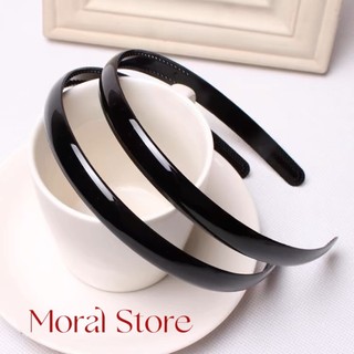 Bờm cài tóc trơn màu đen moral đơn giản bằng nhựa hợp thời trang