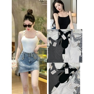 Áo ba lỗ nữ trang trí dây xích kiểu dáng chất tăm nhiều màu, mềm - mịn - mát Doll Diva croptop