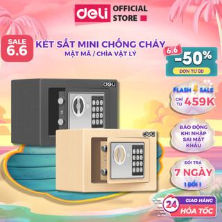 Két sắt mini deli khóa điện tử mật mã - chống cháy 2 phương thức mở khóa bảo mật cao két sắt an toàn