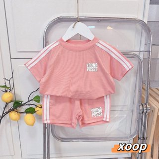 Bộ cộc tay XOOP cotton lụa có 2 dây dệt ở vai và quần in chữ young chữ nhỏ cho bé trai bé gái (10-21kg) XC57 Phúc Yến