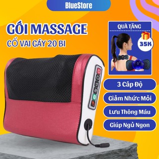 Gối massage cổ vai gáy 💔𝐅𝐑𝐄𝐄𝐒𝐇𝐈𝐏💔 Máy massage cổ vai gáy hồng ngoại 20 bi cao cấp hỗ trợ mát xa toàn thân